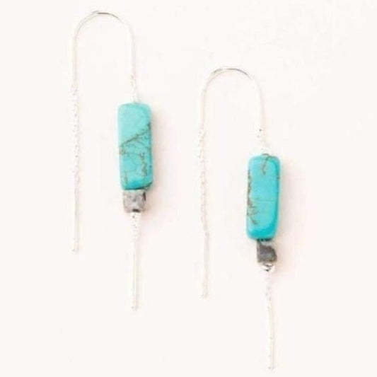 Turquoise Thread Earrings - Pink Pig