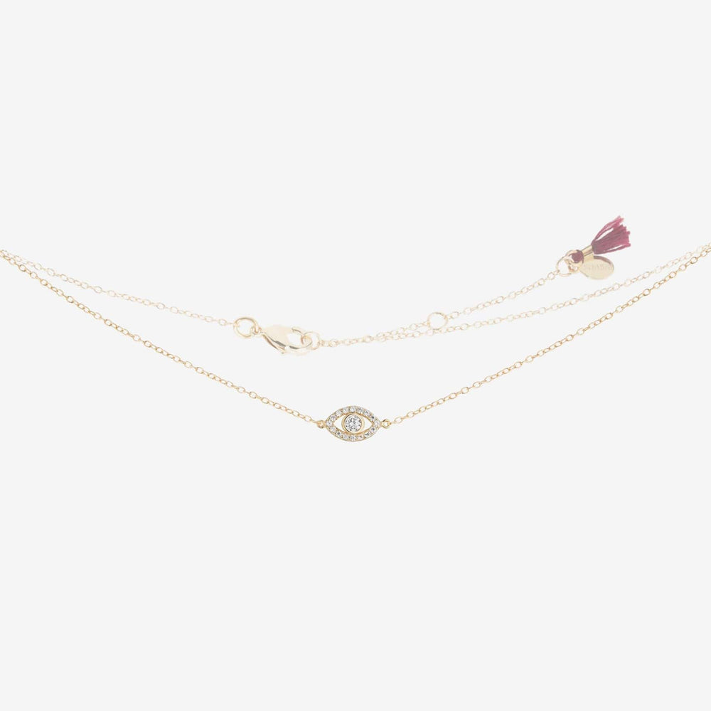 Evil Eye Pave Necklace - Pink Pig