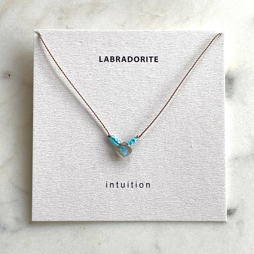 
                  
                    Soulsilk - Labradorite and Apatite Necklace- Intuition - Pink Pig
                  
                