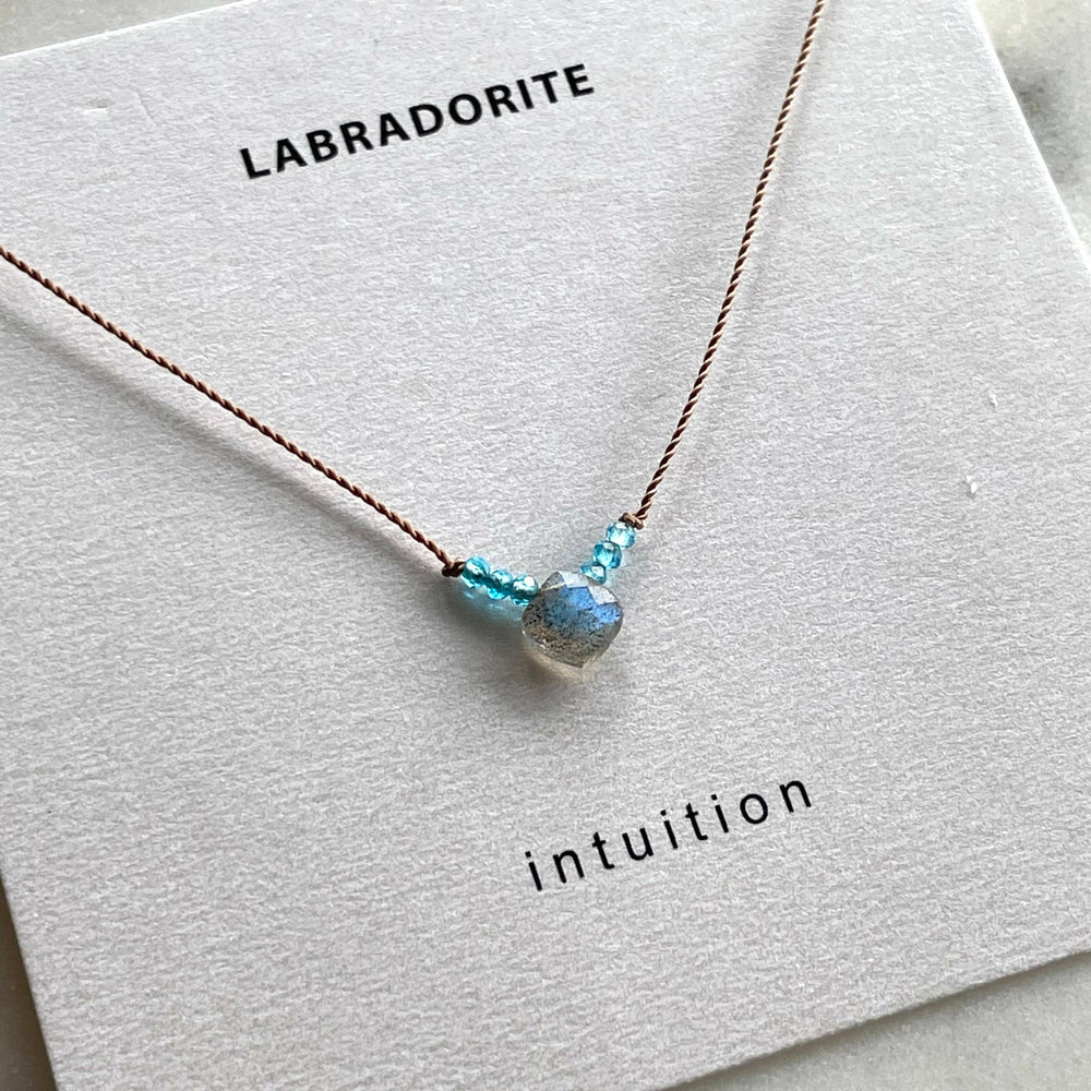 
                  
                    Soulsilk - Labradorite and Apatite Necklace- Intuition - Pink Pig
                  
                