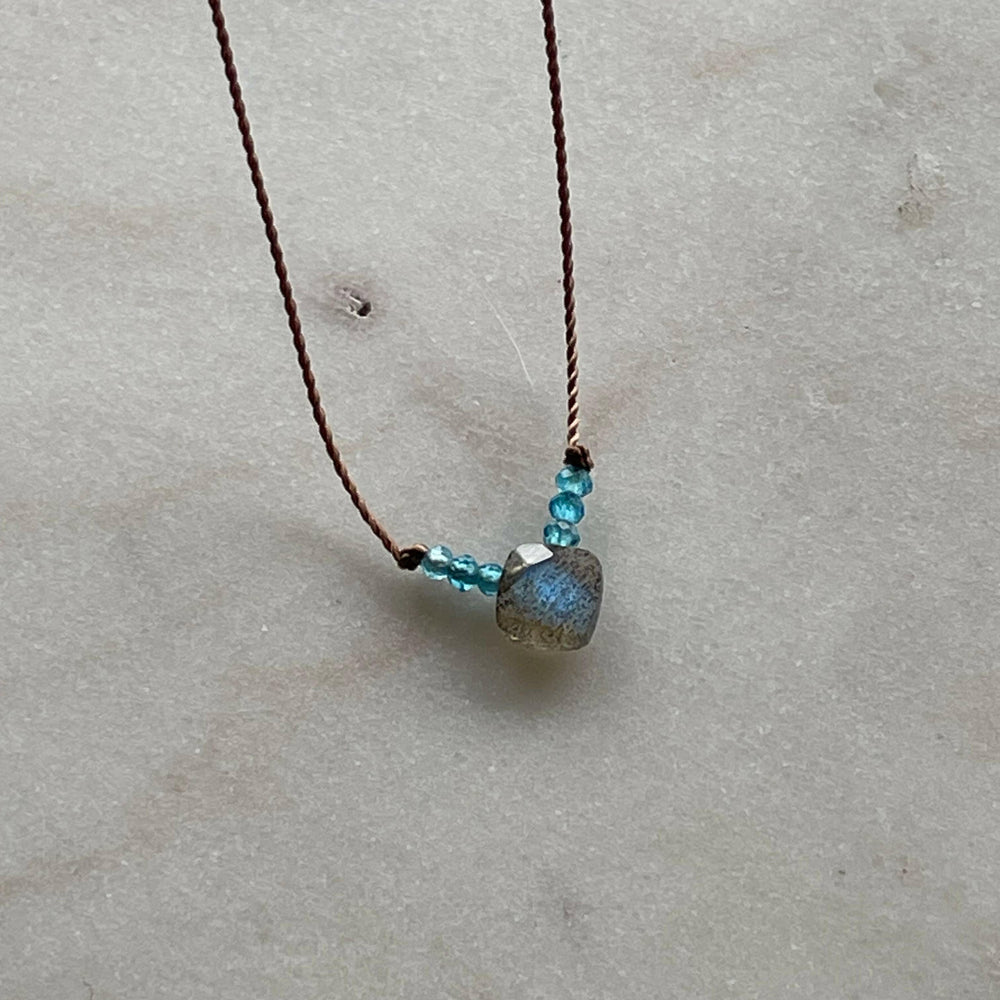 
                  
                    Soulsilk - Labradorite and Apatite Necklace- Intuition - Pink Pig
                  
                