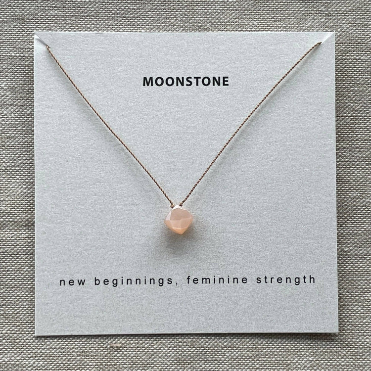 Soulsilk - Peach Moonstone Necklace Card - Pink Pig