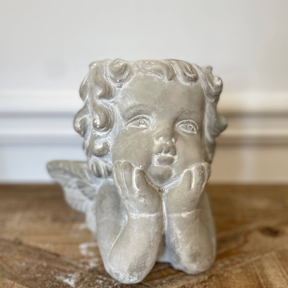 Vagabond Vintage - Cement Little Angel Planter - Small - Pink Pig