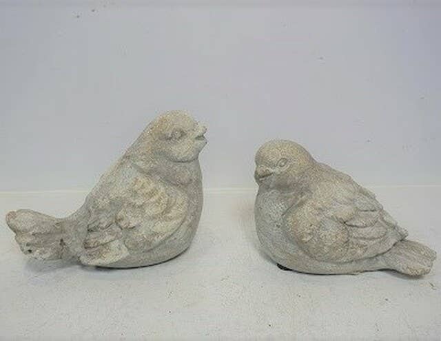 Vagabond Vintage - Sitting Cement Bird Statue 2 - Pink Pig