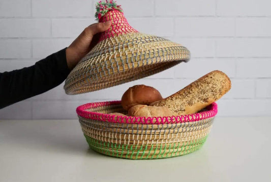 Moroccan Domed Lid Bread Basket - Pink Pig