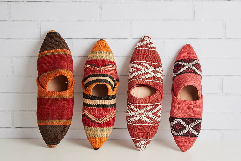 
                  
                    Verve Culture - Moroccan Kilim Slippers - Pink Pig
                  
                