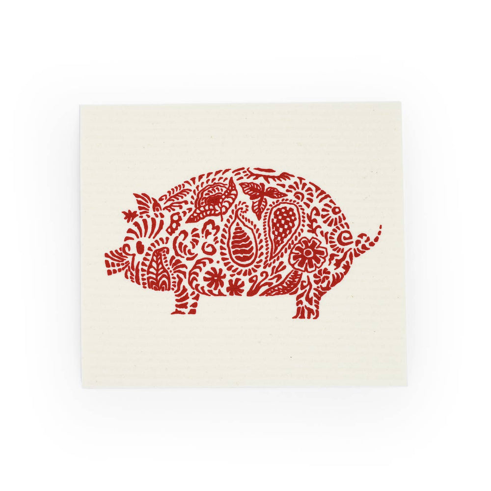 festive pig swedish cloth - Pink Pig