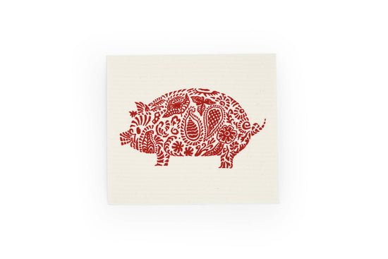 festive pig swedish cloth - Pink Pig
