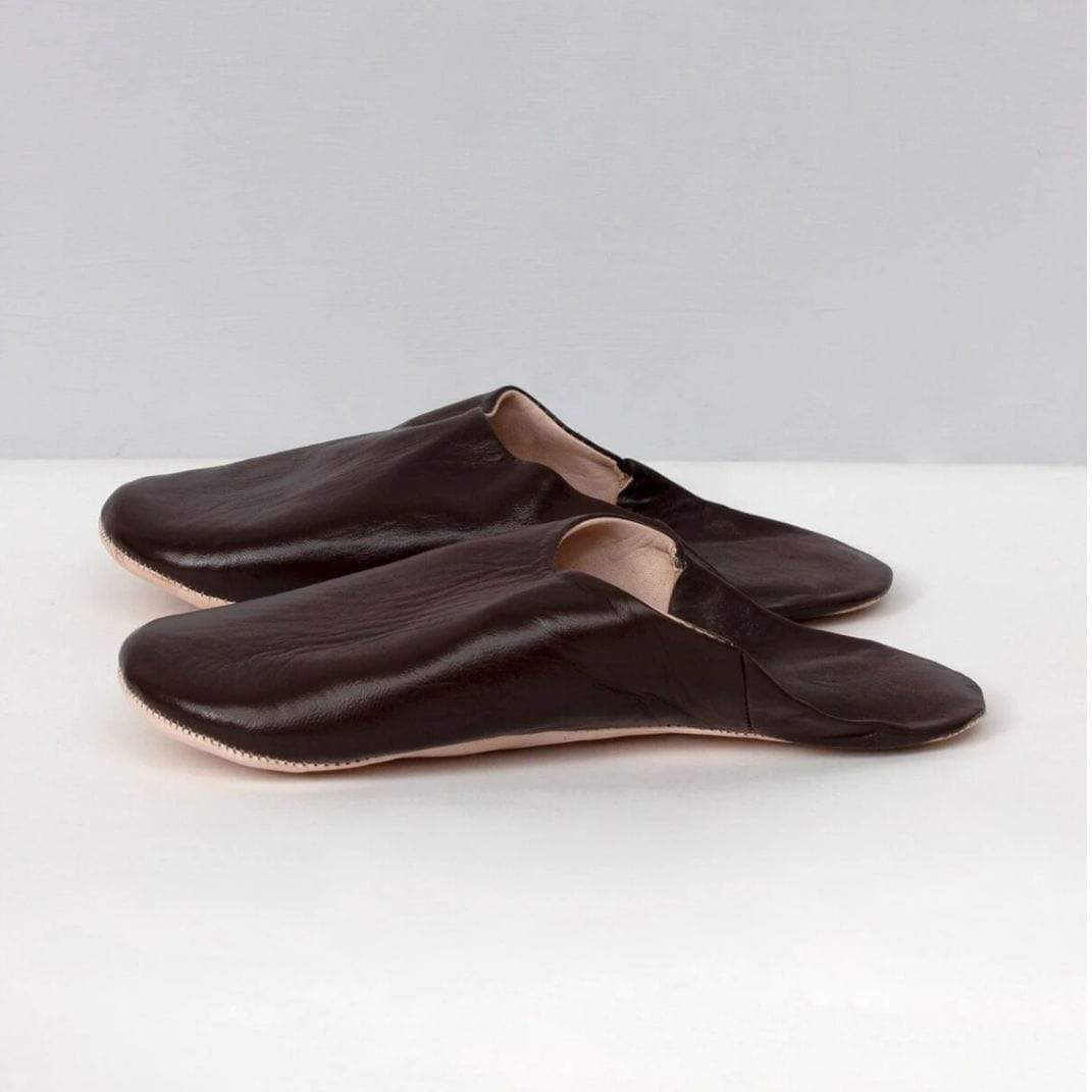 Mens Moroccan Brown Slippers - Pink Pig