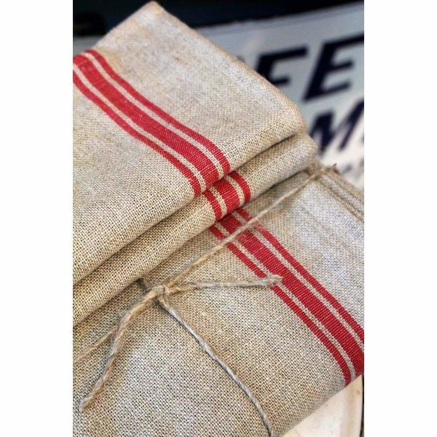 Thieffry Red Stripe Linen Napkins - Pink Pig