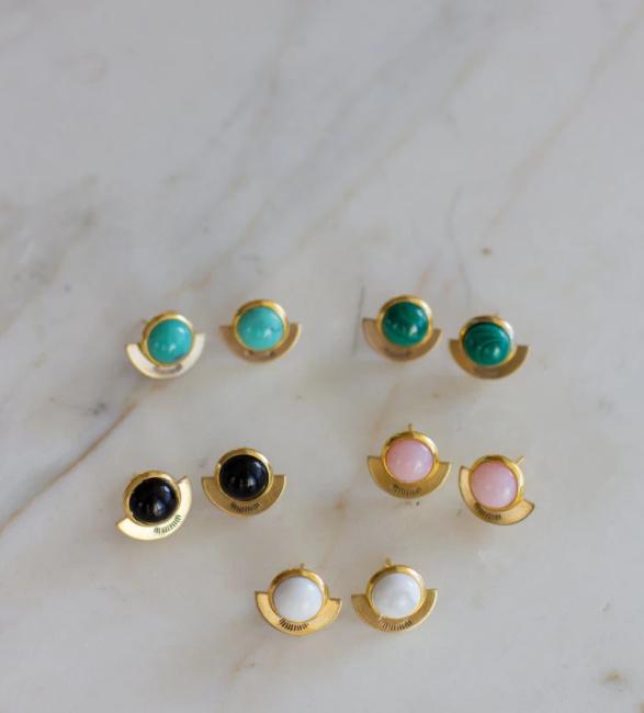 Petite Hemisphere Studs - Pink Pig