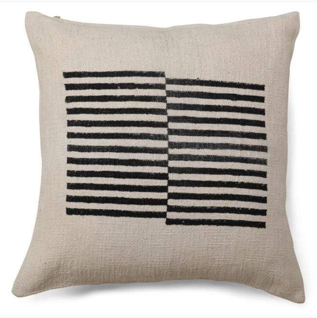 Celestial Black Stripe Pillow - Pink Pig