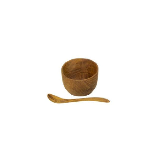 Teak Salt Cellar Set - Pink Pig