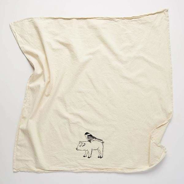 Pig & Bird Flour Sack Towel - Pink Pig