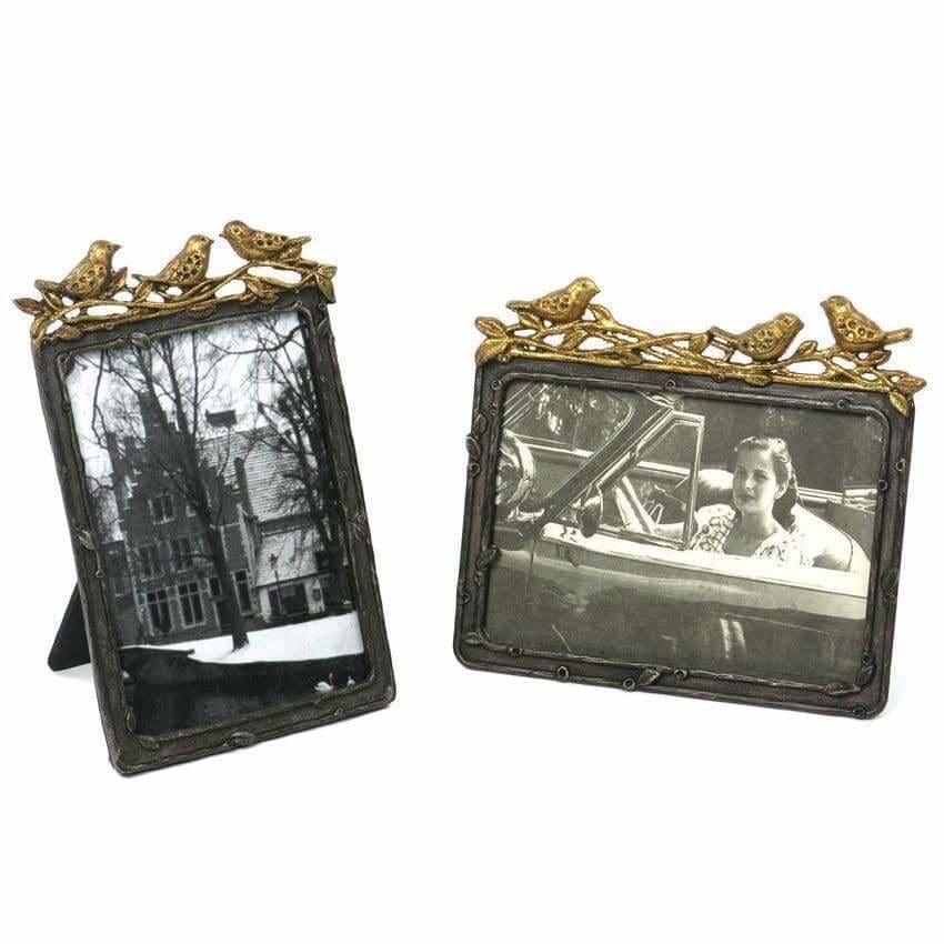 Gold Leaf Bird Frame - Pink Pig