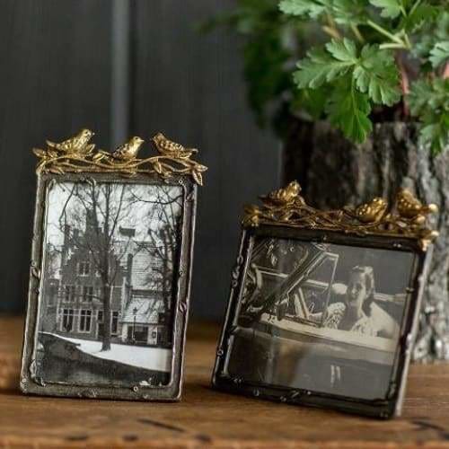 Gold Leaf Bird Frame - Pink Pig