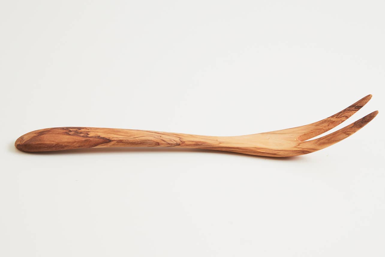 Italian Olivewood Serving Fork - Pink Pig