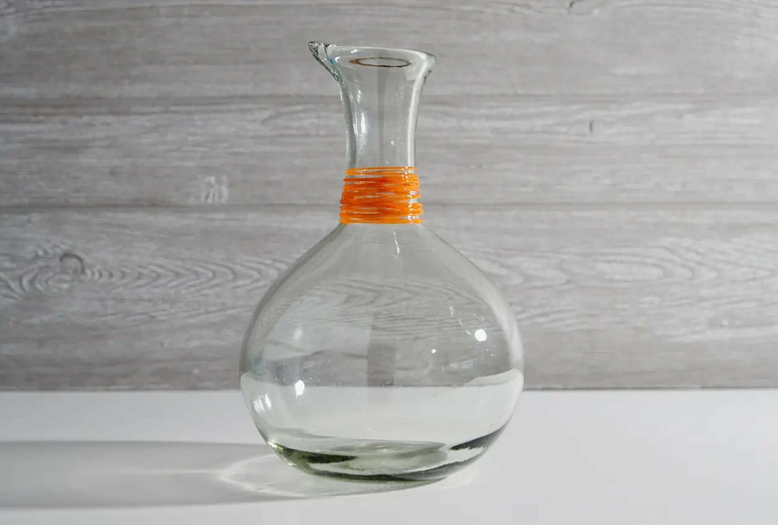 Orange Swirl Hand Blown Carafe - Thumbnail 2